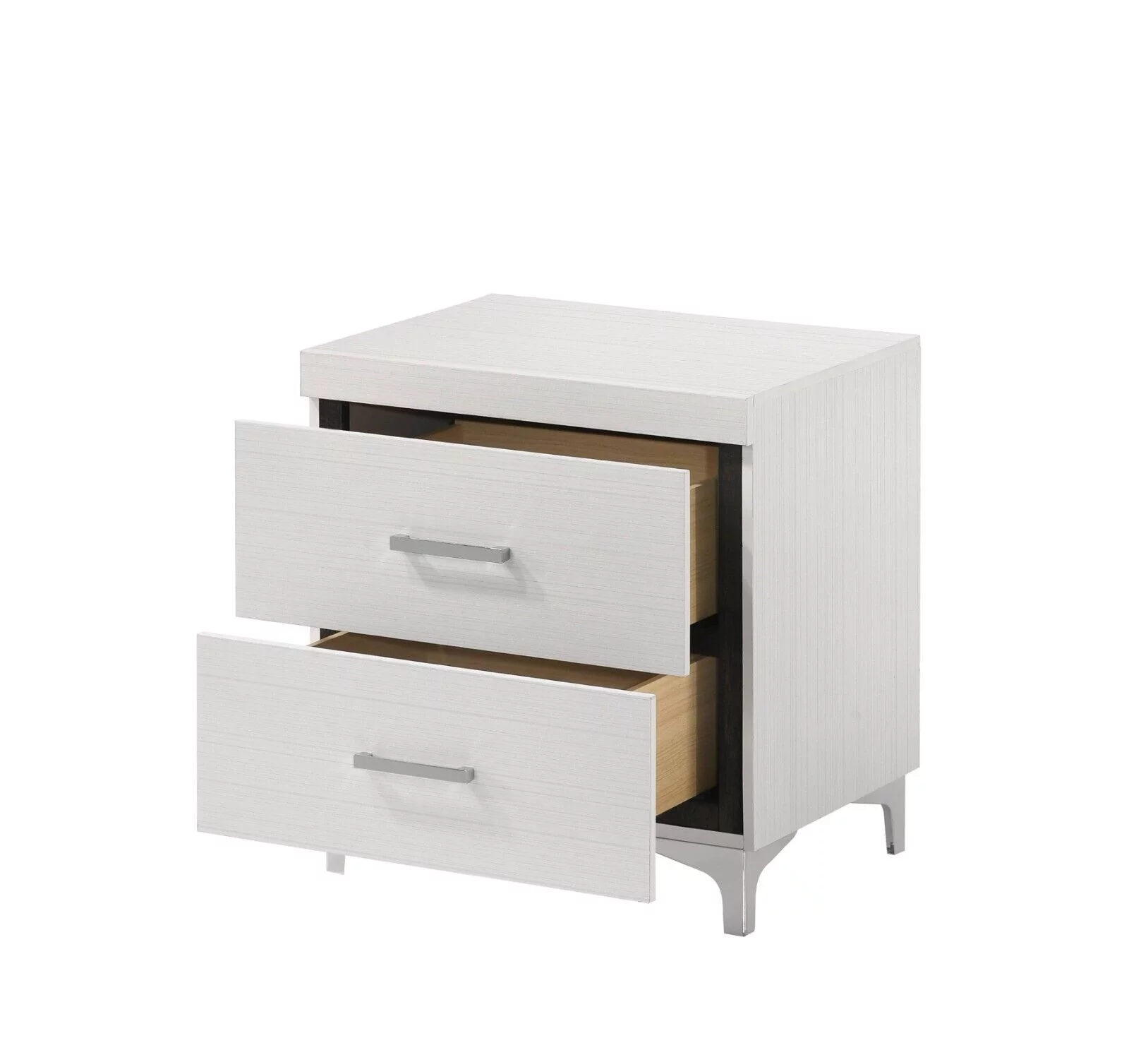 Stylish White Finish 5pc Bedroom Set Queen Size Bed Button-Tufted LED Headboard Nightstand Dresser Chest Mirror