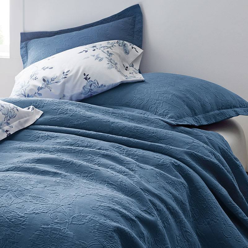 Putnam Cotton Matelasse Coverlet - Dark Gray, Size Full | The Company Store