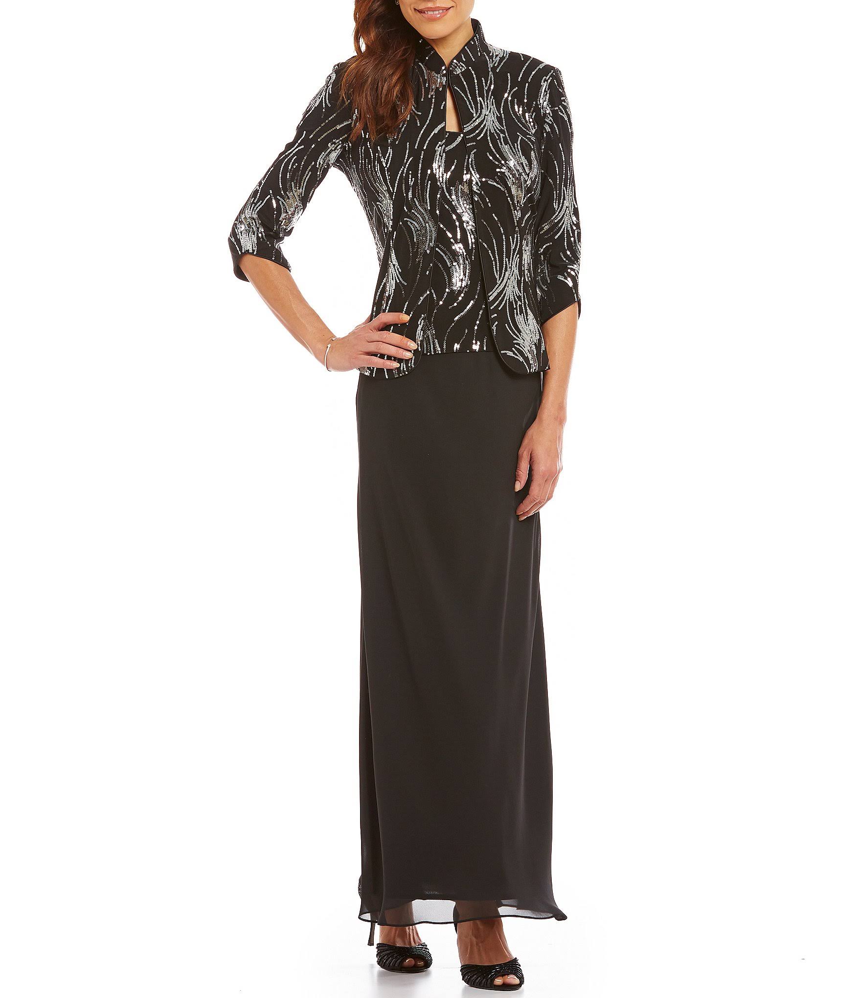 Alex Evenings Sequin Mandarin Collar Twinset