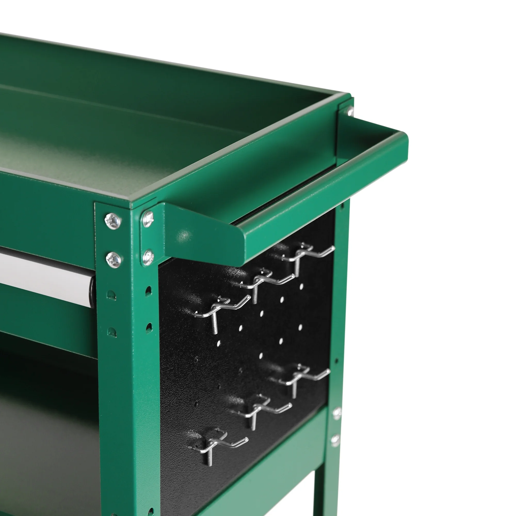 Rolling Tool Cart with Drawer, Seizeen Heavy Duty Utility Cart on Wheels, Garage Workshop Tool Organizer, 3 Tray, 1 Lockable Drawer, 6 Side Hooks