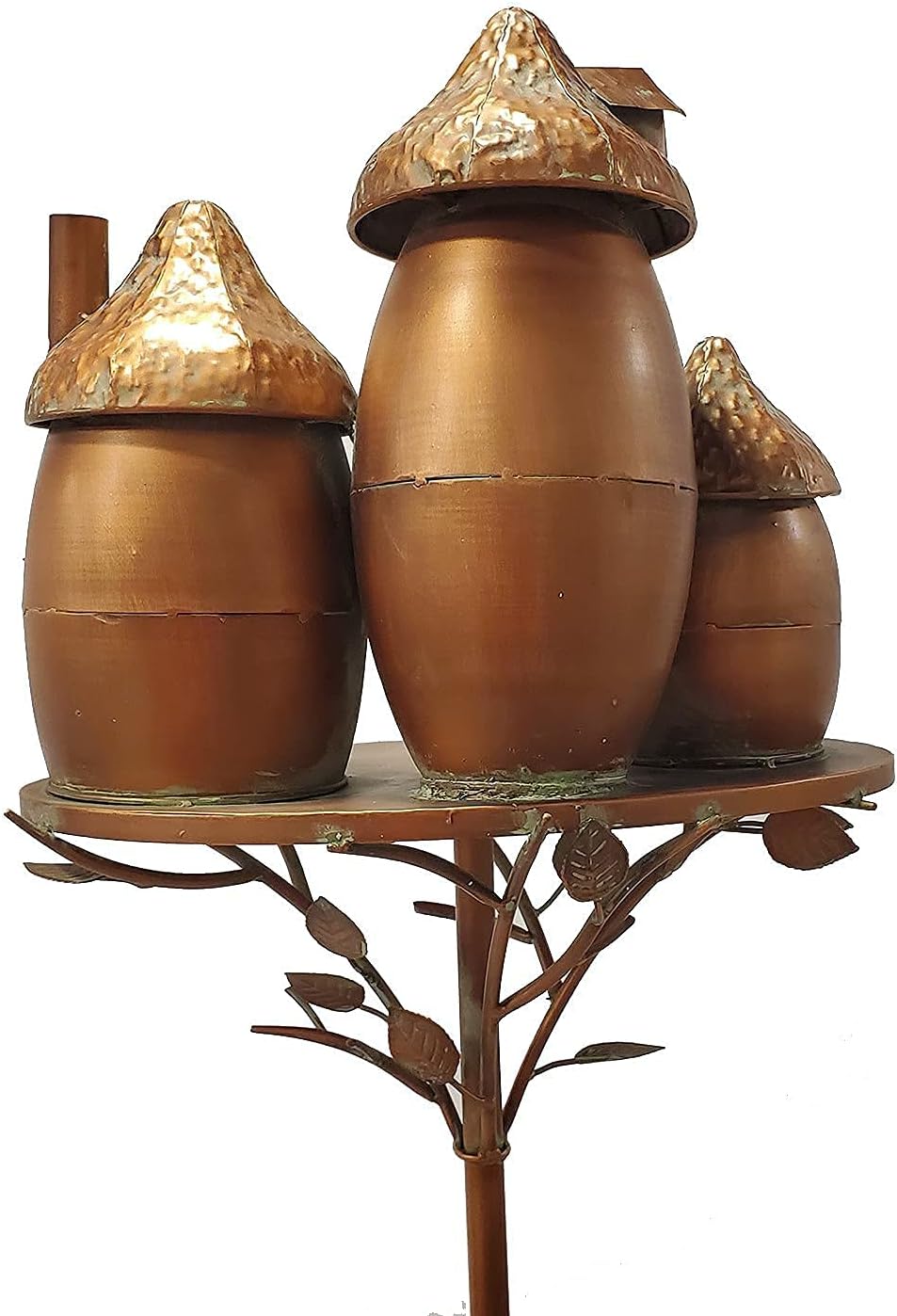 Zaer Ltd. Large Copper Colored Multi-Birdhouse Stakes, Room for 4 Bird Families in Each (Castle Home)