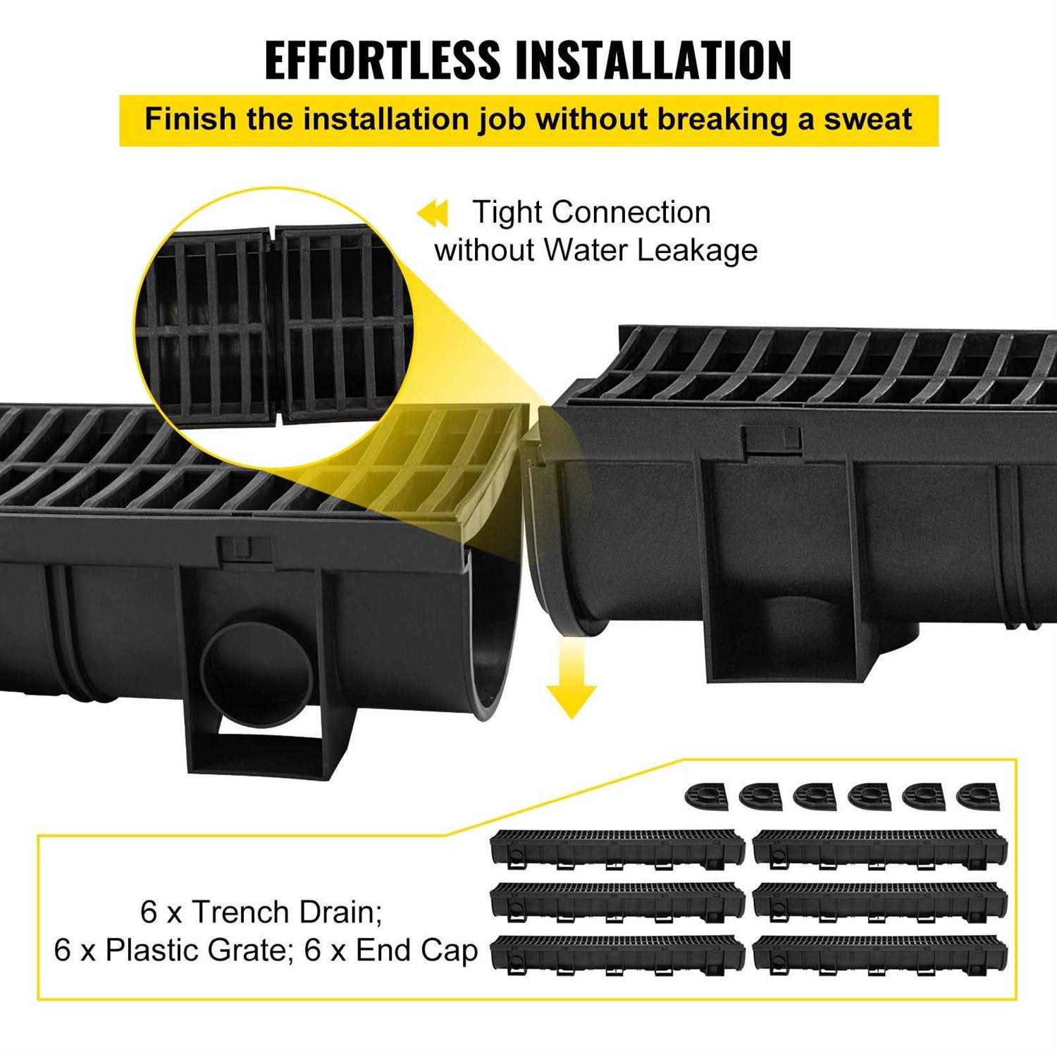 VEVOR Driveway Trench Drain System 6-Pack 6-Count Drain Cleaner Drop-in Tablet - Shop Hardware Tools Online Store