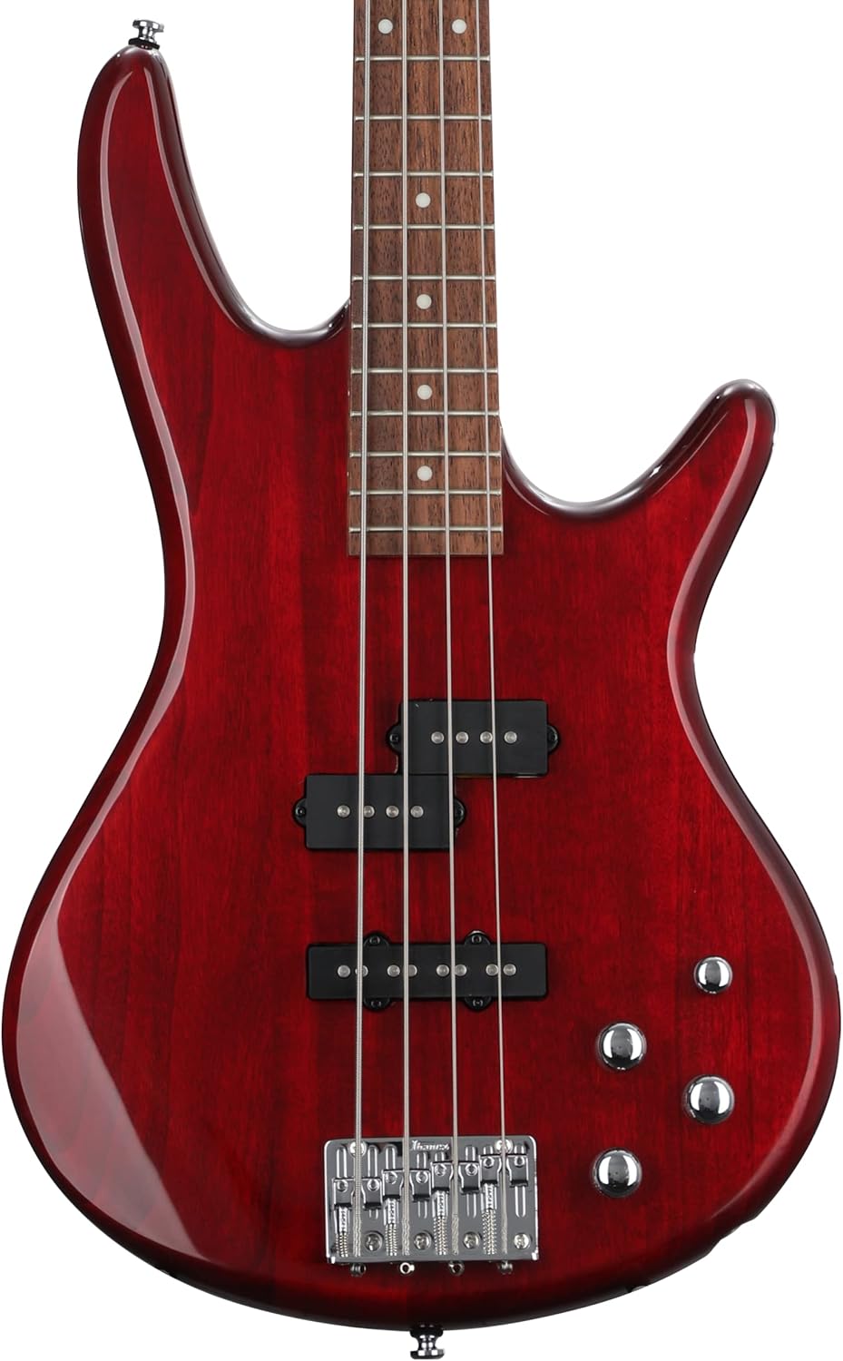 Ibanez Gio GSR200TR Bass Guitar - Transparent Red and Rocket Bass 30-Watt Combo Amp Essentials Bundle with Stand, Strap, Clip-On Tuner, Cable and Picks