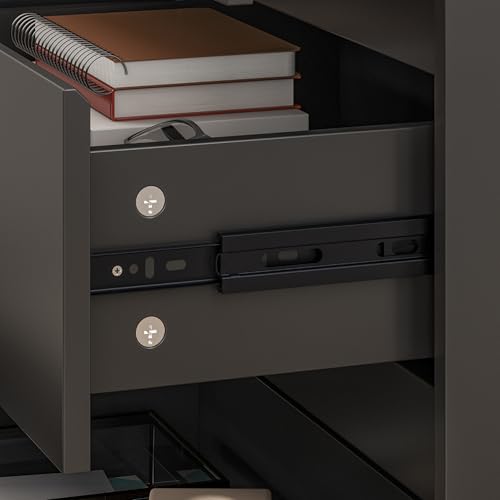 Hitow 9 Drawer Dresser for Bedroom with Deep Drawers, Large Floor Wood Dressers & Chest of Drawers Handle Free, Modern Black Long Dressers for Closet Living Room, Euro Slide (63"W x 15.7"D x 31.5"H)