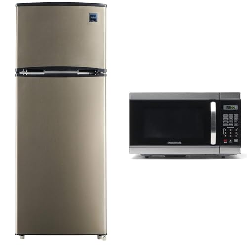 RCA RFR725 EFR749 2 Door Apartment Size Refrigerator with Freezer, 7.5 cu. ft, Platinum, Stainless