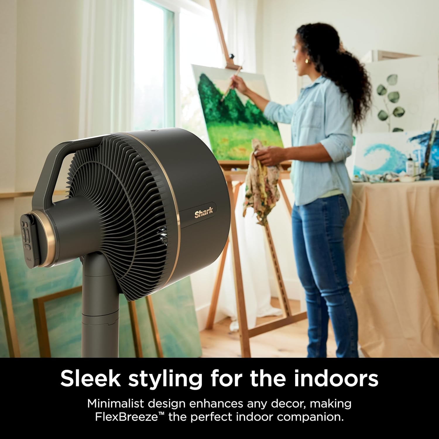 Shark FlexBreeze Pedestal & Tabletop, Indoor & Outdoor, Portable, Oscillating Fan with Remote, Quiet, Powerful, Corded & Cordless with InstaCool Misting Attachment, FA222