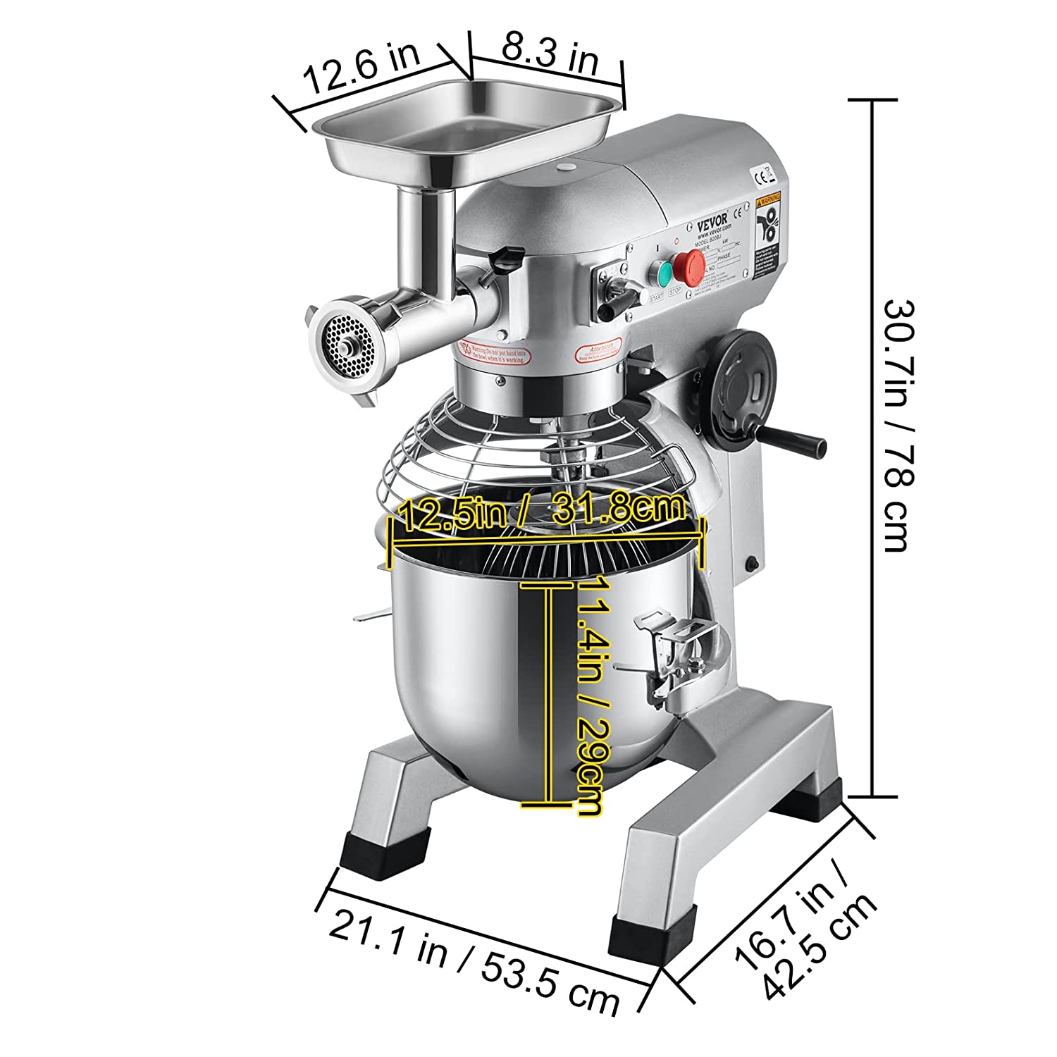 Vevor DGNJBJMCB20BJTVZLV1 20 qt. 1100W Stainless Steel Commercial Stand Mixer