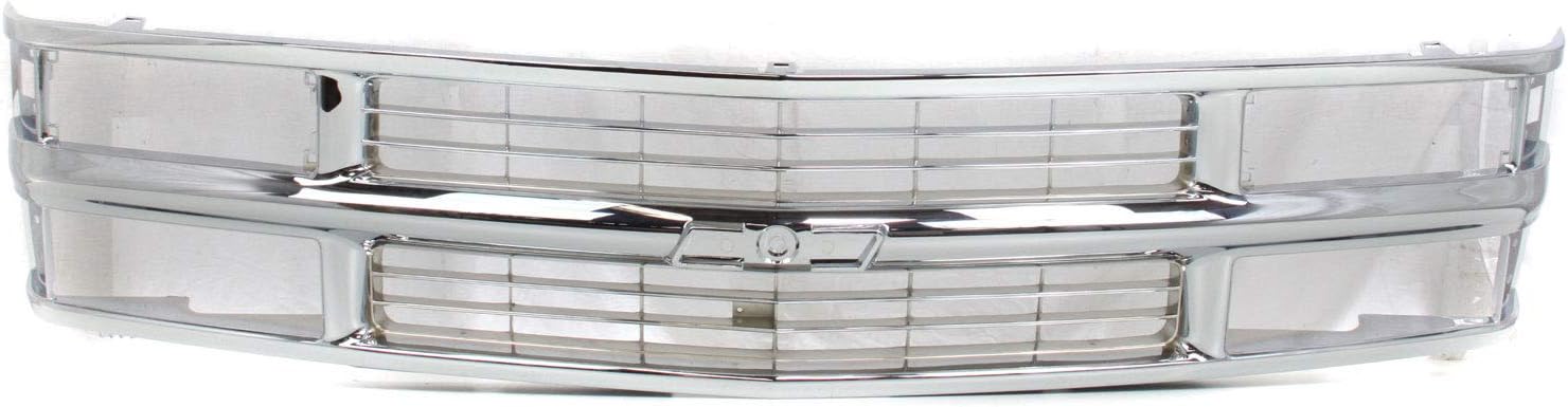 Evan-Fischer Grille Assembly Compatible with 1994-2000 Chevrolet K2500 and K3500 Chrome Shell and Insert Grille Plastic Cross bar insert