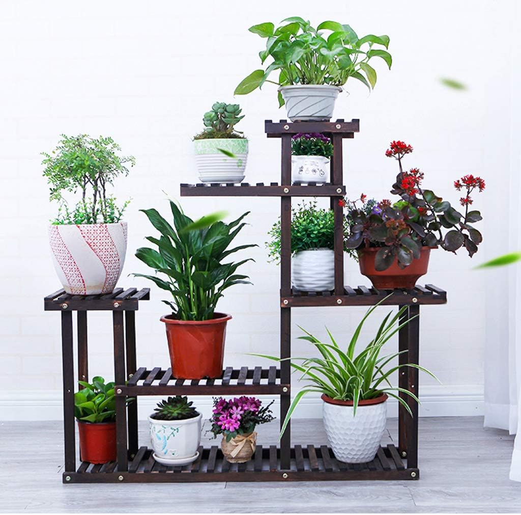 Flower Shelf Plant Floor Stand Wood Storage Shelves Multi-Layer Unit Pot Holder Shelving Multifunctional Bonsai Rack for Garden Outdoor Patio Decoration