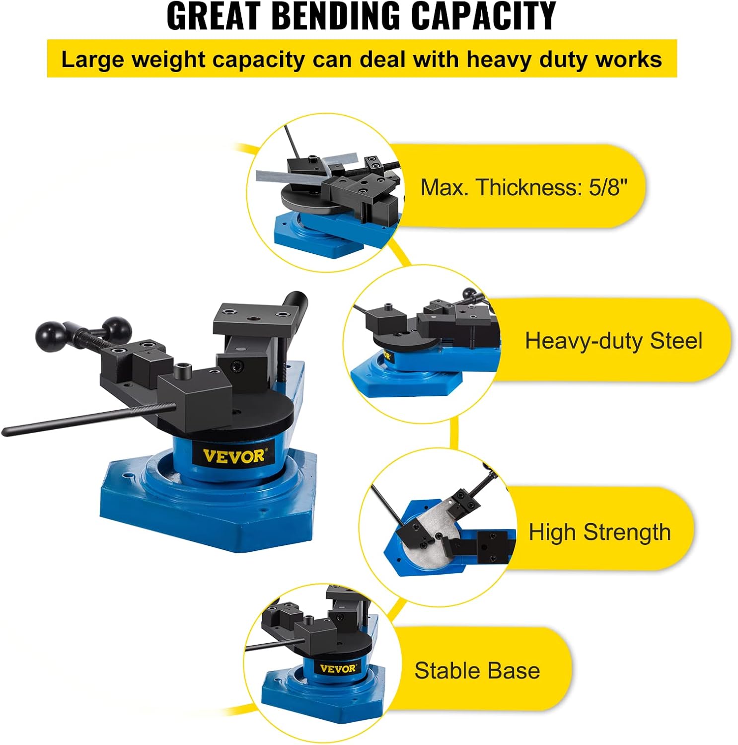 VEVOR SBG-40 Metal Scroll Bender High-Hardened Steel Scroll Bender Combination of Scroll Radius and Angle Bending Universal Metal Rod Bender For Steel Brass Cooper Aluminum