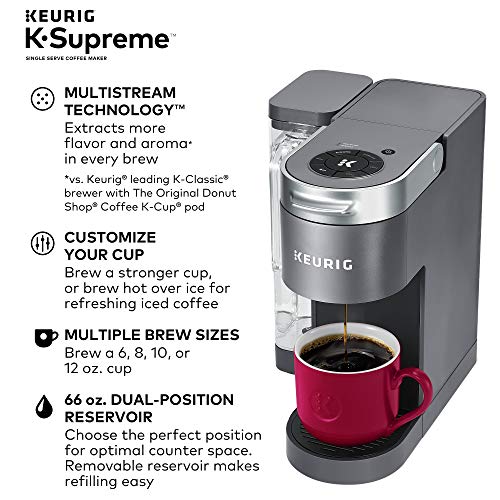 Keurig® K-Supreme Single Serve K-Cup Pod Coffee Maker (Black) + My K-Cup Universal Reusable Filter (Gray)