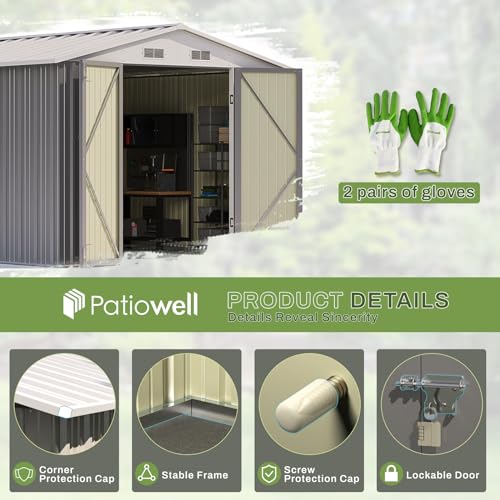 Patiowell 3 x 3 FT Outdoor Storage Shed,Small Garden Tool Storage Shed with Sloping Roof and Single Lockable Door, Outdoor Shed for Backyard Garden Patio Lawn, Grey