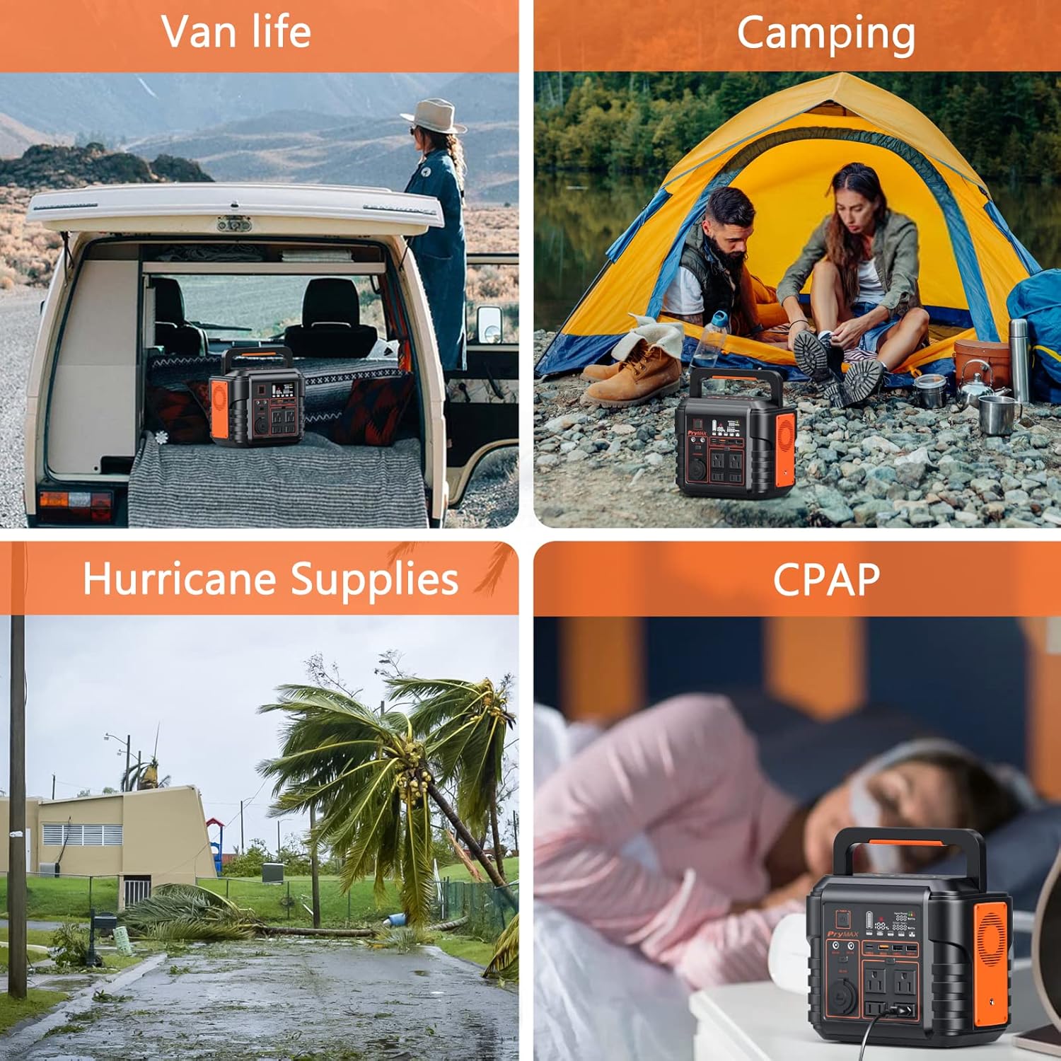 PryMAX Portable Power Station 296Wh/330W Outdoor Solar Generator Mobile Backup 80000 mAh Lithium Battery Supply, 110V Pure Sine Wave AC Outlet 300 for Hurricane ,Storm , Home Blackout, Outdoor Adventure, Camping, A10 CPAP