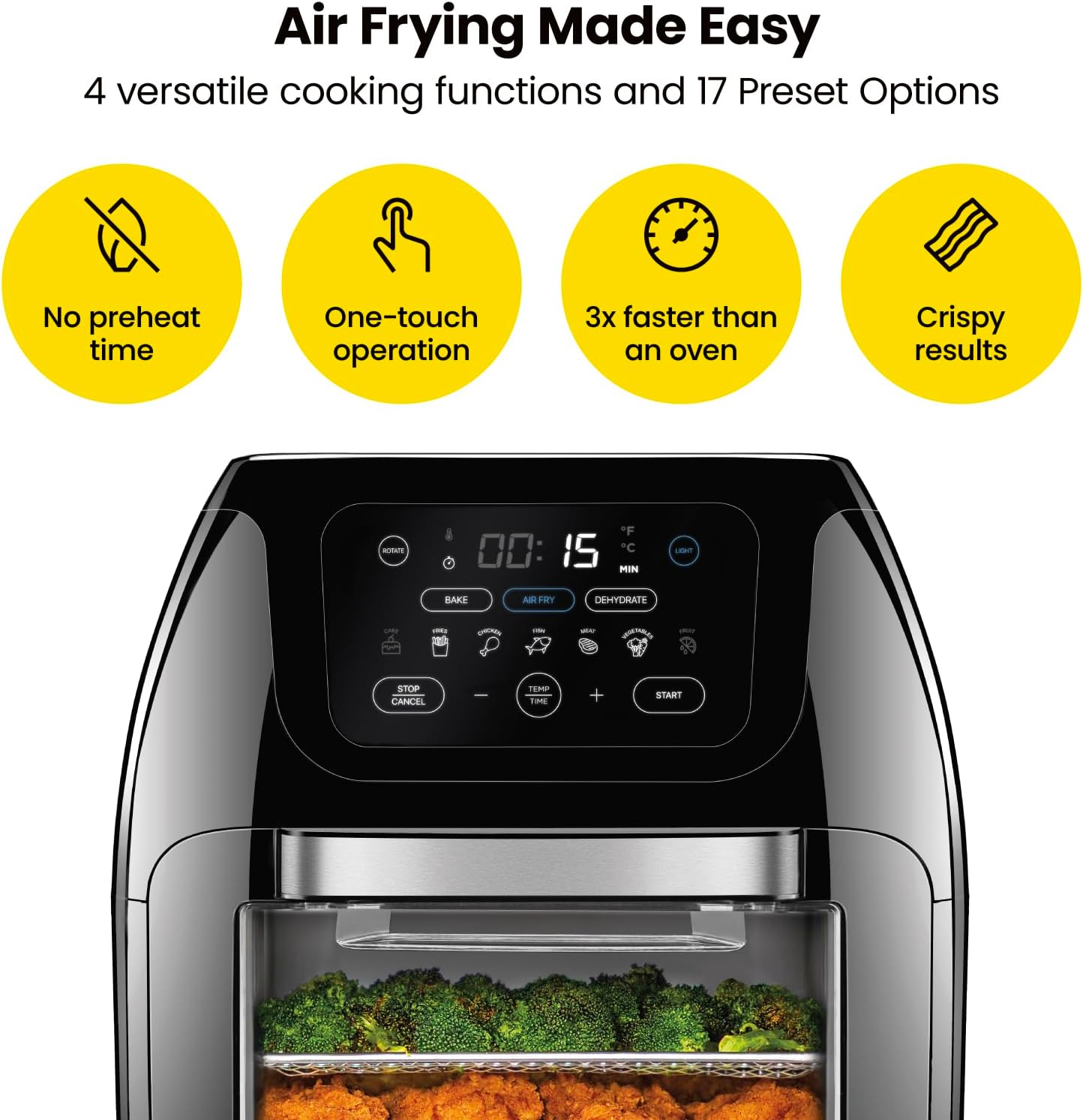 CHEFMAN Multifunctional Digital Air Fryer+ Rotisserie, Dehydrator & TurboFry Touch 8 Quart Air Fryer w/XL Viewing Window & Advanced Digital Display