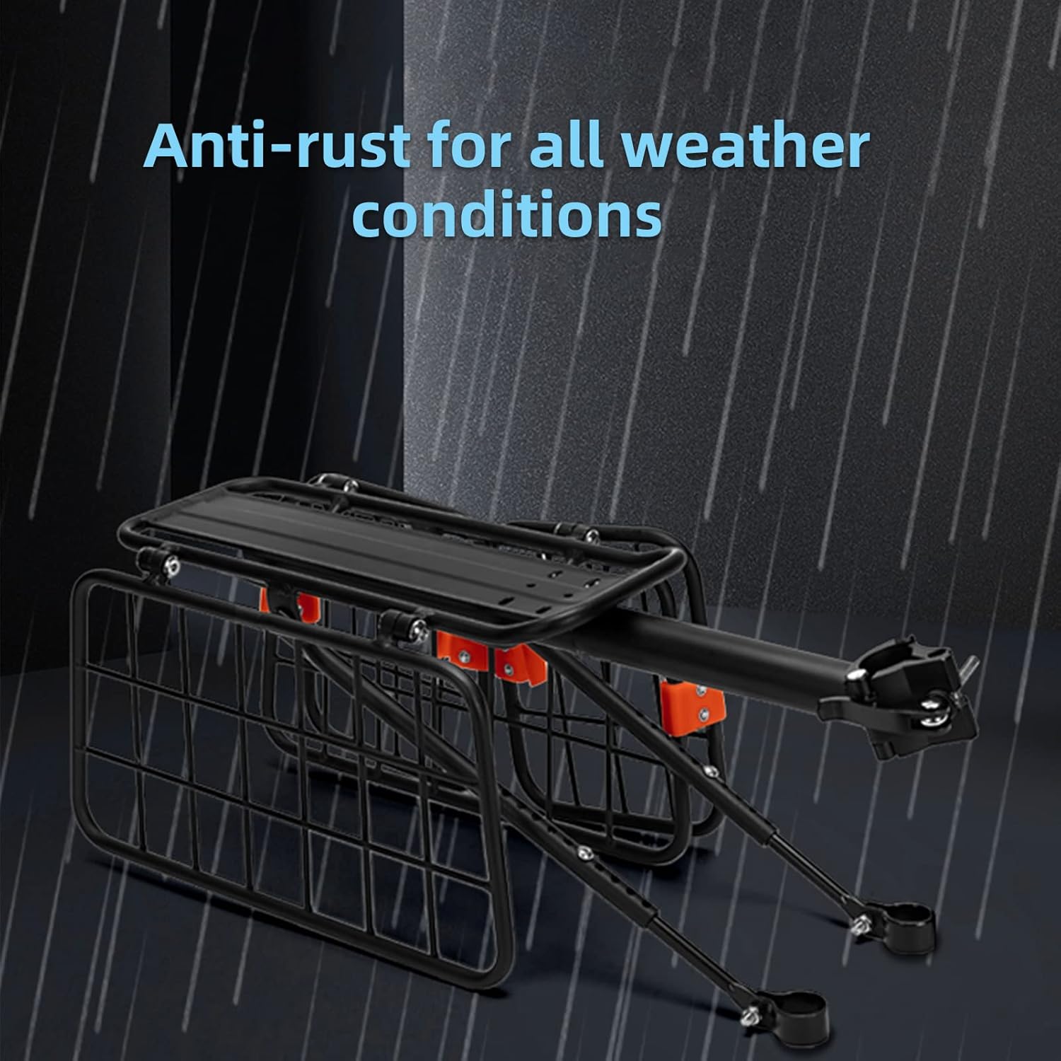 Bike Cargo Rack with Basket, 165 LB Load Bicycle Carrier Rack Bike Rear Rack - Quick Release & Adjustable, Aluminum Alloy Bike Back Rack with Free Bungee Cord & Waterproof Cover Pack of 2