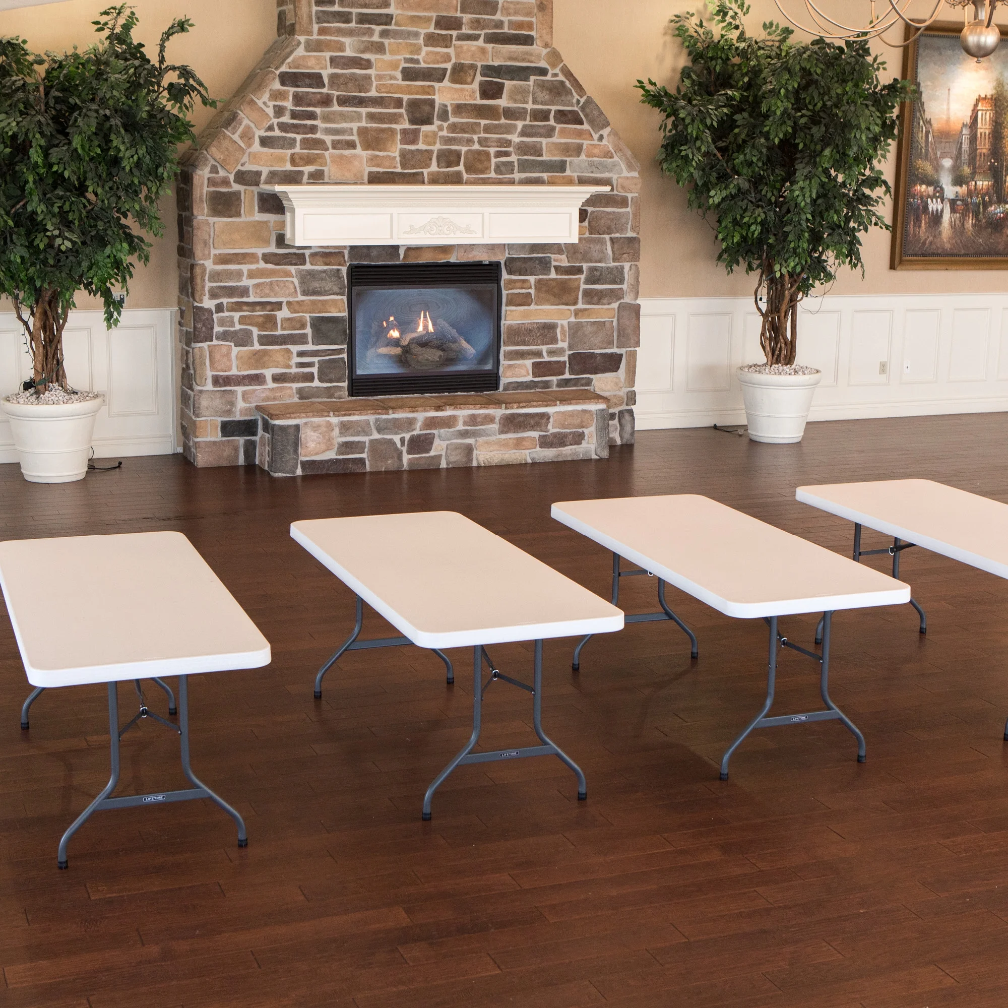 Lifetime 6 ft. Rectangle Folding Table, Indoor/Outdoor Commercial Grade, White Set of 4 (42901)