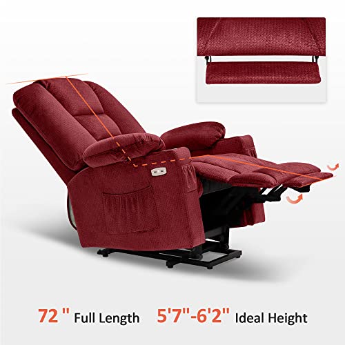 MCombo Small Power Lift Recliner Chair with Massage and Heat for Petite People, Cup Holders, USB Ports, Side Pockets, Fabric 7569 (Small-Regular, Brown)