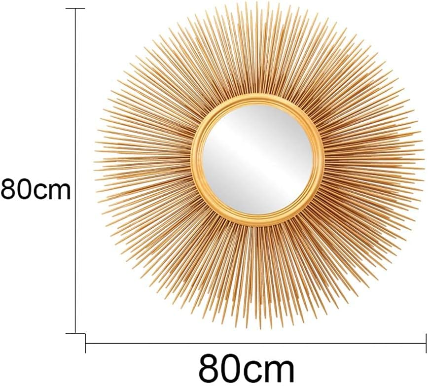 Mirror Large Retro Mirror Decorative Wall Hanging in Sunburst Shape Brushed Gold Sunburst Round Wall Mid Century Modern Style Gold Finish Living Room