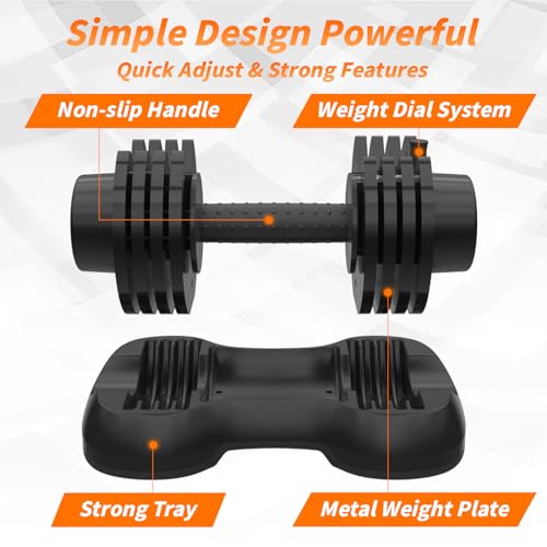 Ativafit 27.5/66/88LBS Pair Adjustable Dumbbell Set with Anti-slip Handle 12 In 1 Quick Dial Adjustment Weights With Safety Locking Button Space Saving Strength Training for Full Body Home Gym Workout