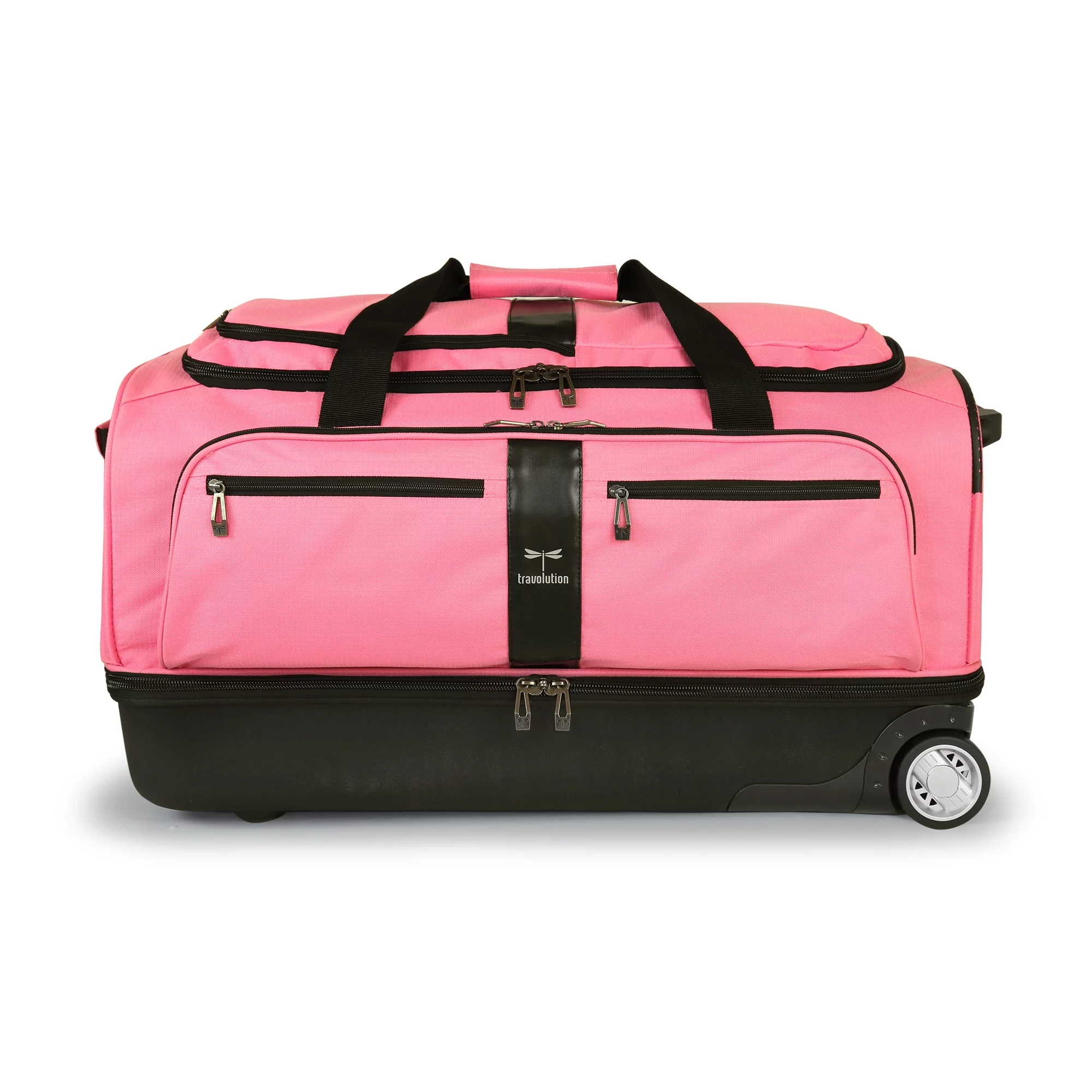 Travolution® – Newly Designed Garment Rack 28 inch Duffel with Wheels, Collapsible Lightweight Drop-Bottom Travel Luggage, Dance Costume Dream Duffel, Pink/Black