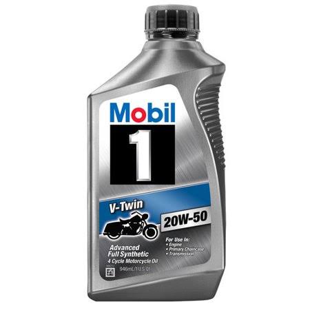 (9 Pack) Mobil 1 20W-50 Full Synthetic Motorcycle Oil, 1 qt.