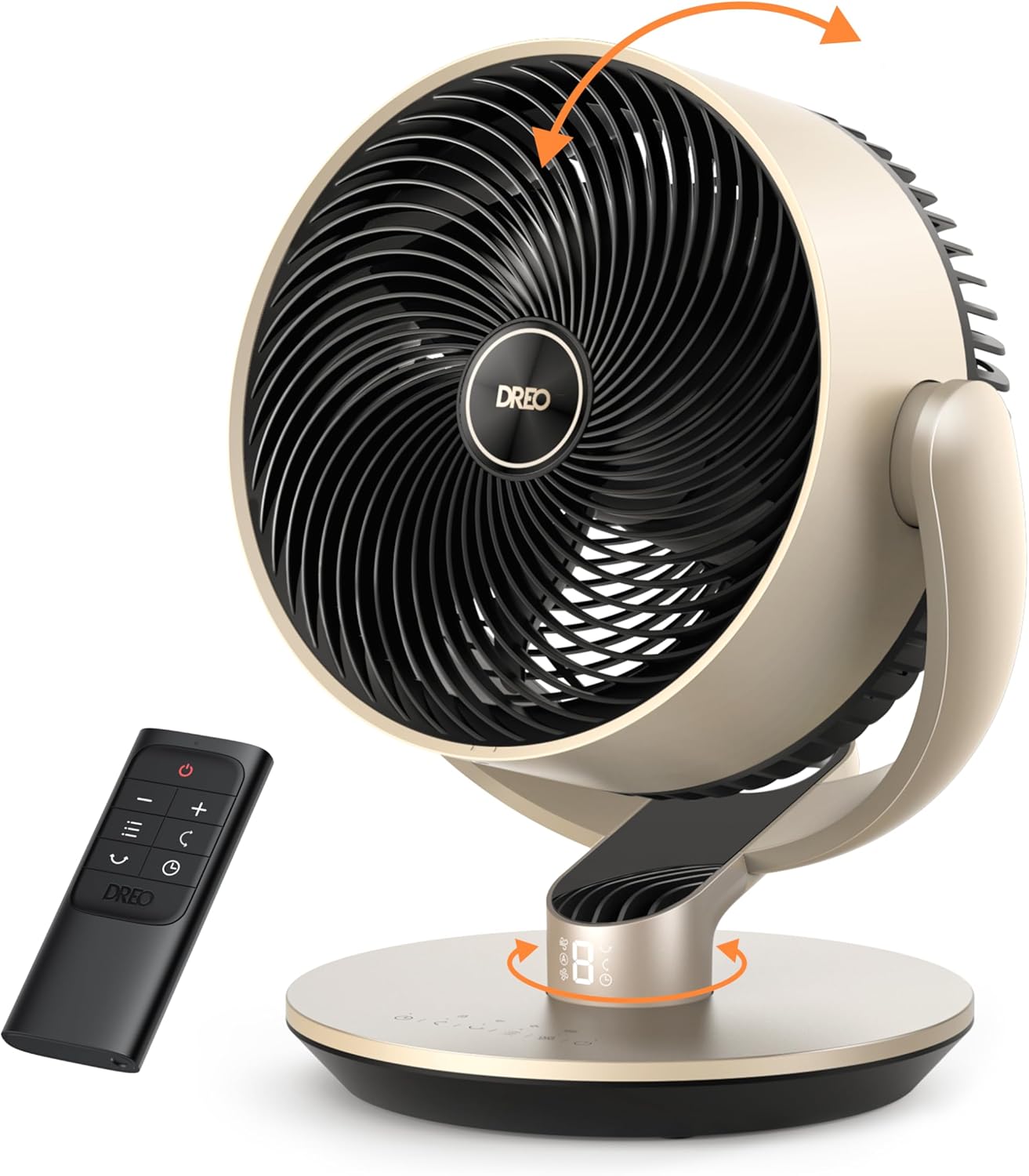 Dreo 16 Inch 25dB Quiet Smart Fans for Bedroom, DC Room Fan with Remote, 120°+90° Omni-Directional Oscillating Fan, 6 Modes, 9 Speeds, 12H Timer, Alexa/Google/WiFi/Voice Control, Gold, Oversize