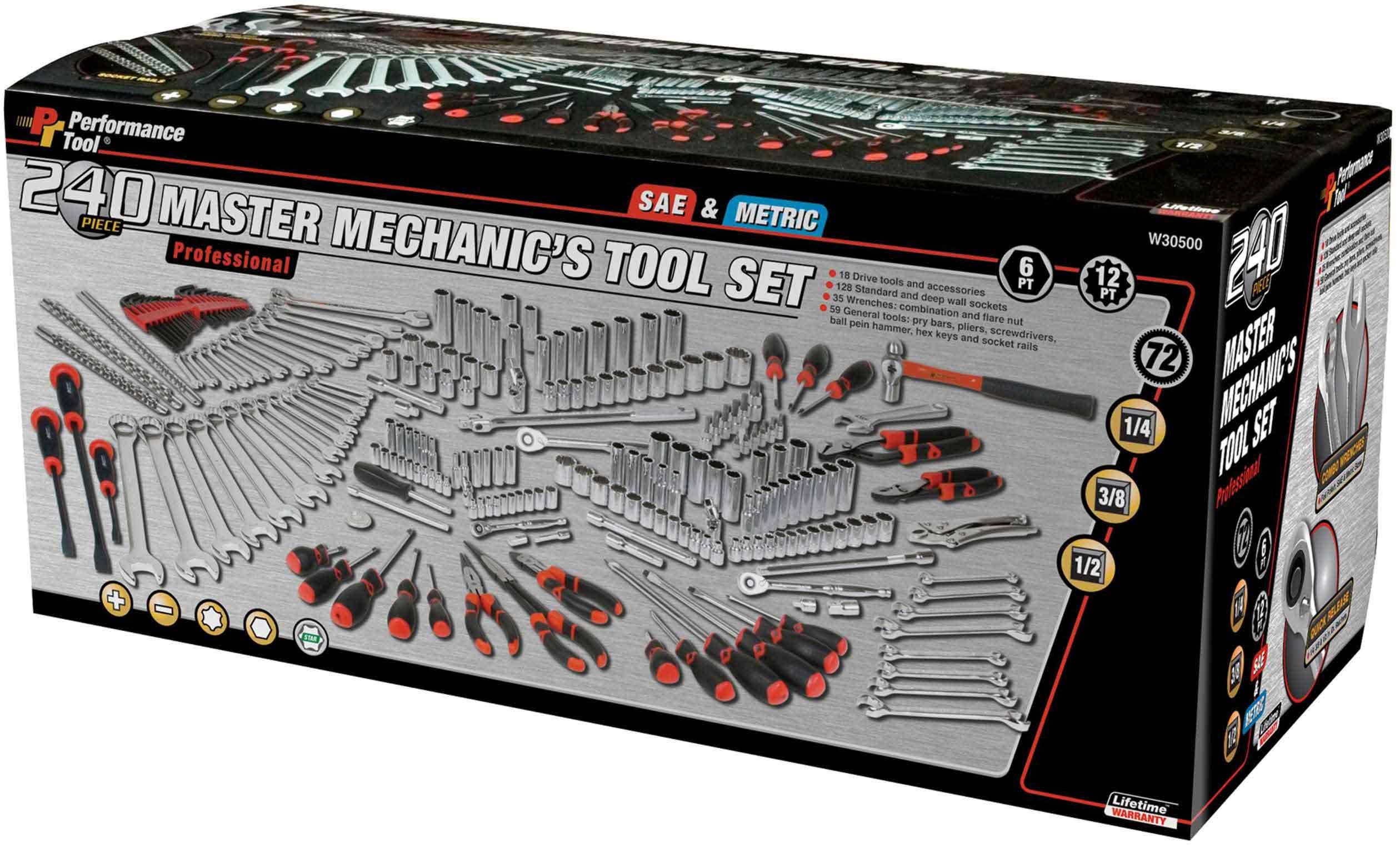Performance Tool 240 Piece Master Mechanic's Tool Set W30500