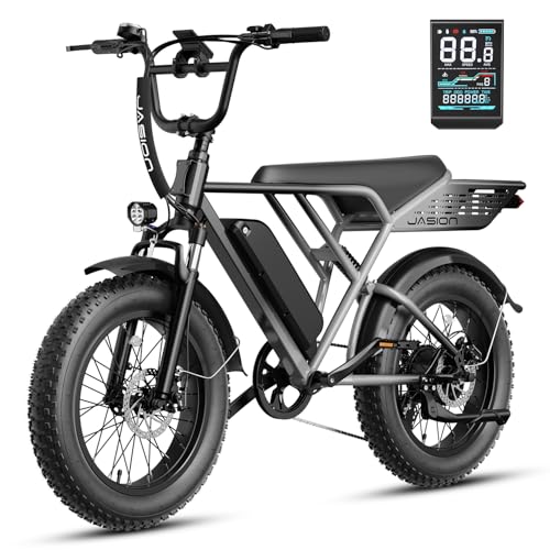 Jasion RetroVolt Electric Bike for Adults,【1500W Peak Motor & 30MPH & 70Miles】 Electric Dirt Bike,Dual Suspension Ebikes for Adults, 20" Fat Tire Ebike with 48V 13Ah Battery, UL 2849 Tested