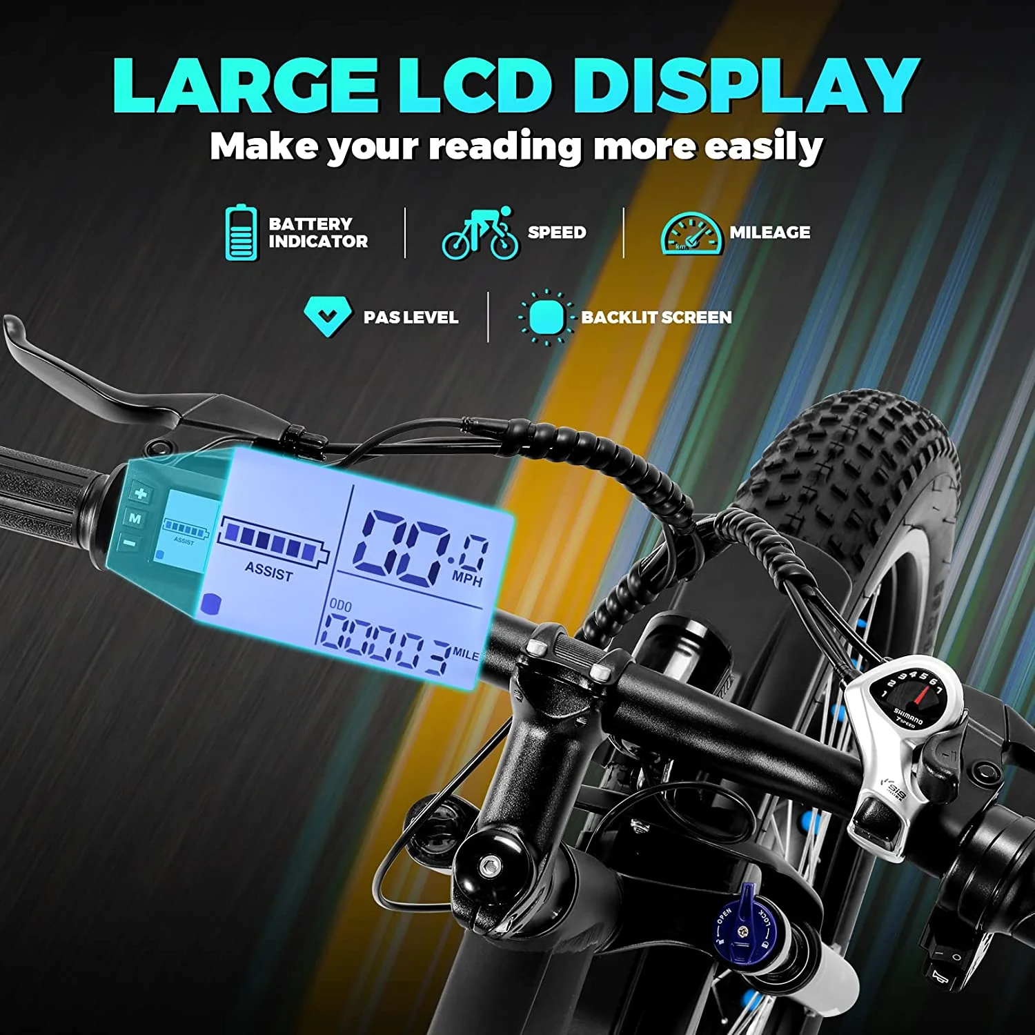 Speedrid 26" 4.0 Fat Tire Electric Mountain Bike for Adult 3H Fast Charge, 500W All Terrain Adult Ebike Electric Bicycles with 48V 10.4Ah Removable Battery, Shimano 7 Speed - Curated Treasures Market