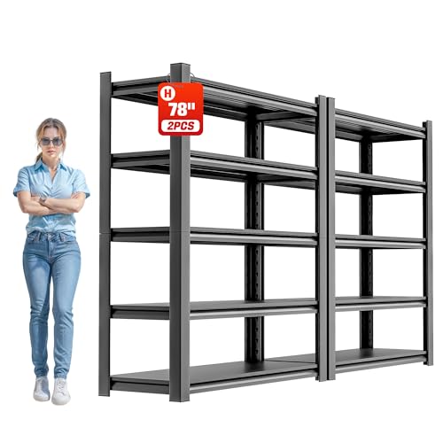 5 Tier Heavy Duty Metal Shelving Unit - Industrial Storage Shelf for Garage and Industrial Use - Durable Storage Shelf Organizer, 24" D x48" W x72" H