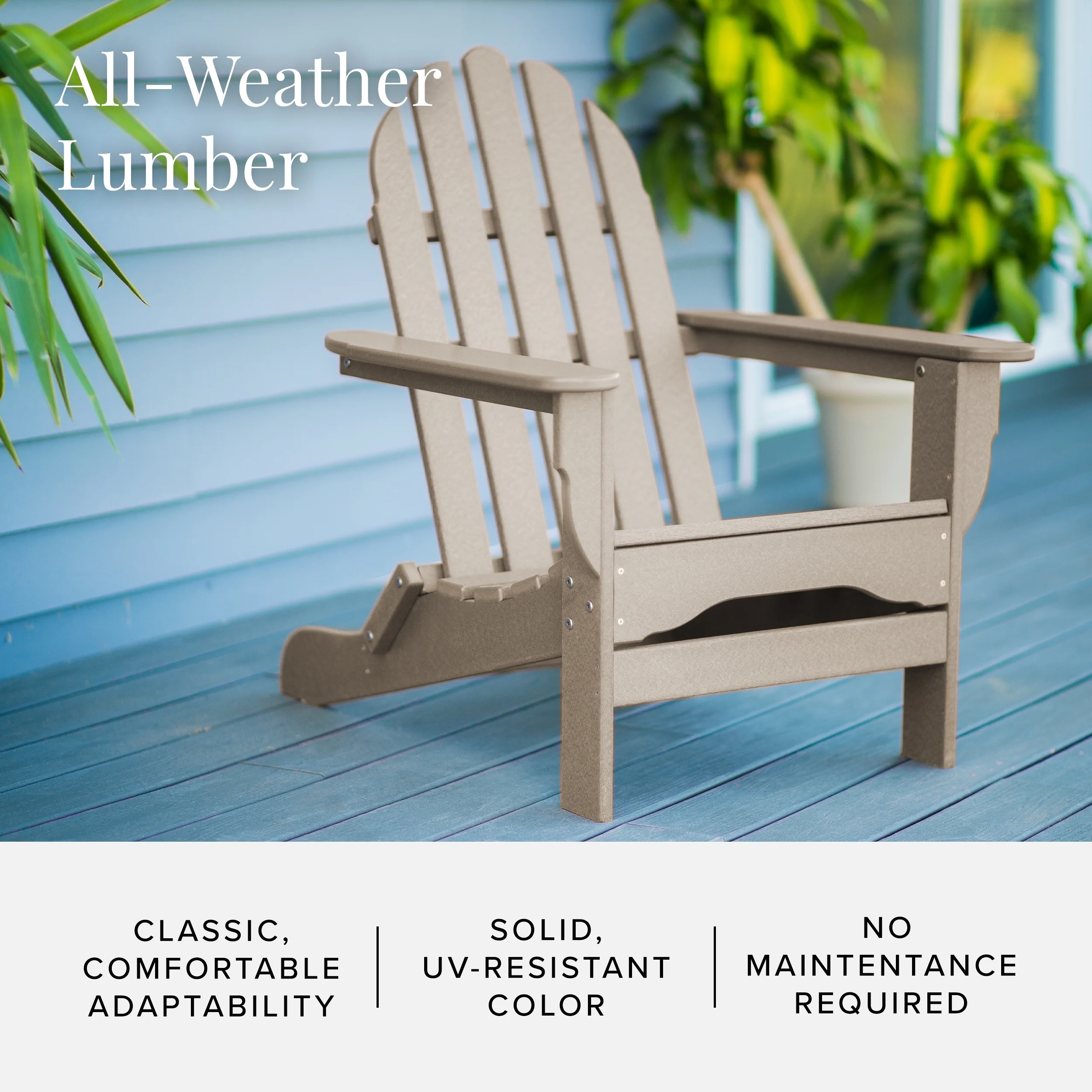 DuroGreen Adirondack Chair Made With All-Weather Tangentwood, Oversized, High End Classic Patio Furniture for Porch, Lawn, Deck, or Fire Pit, No Maintenance, USA Made, Weathered Wood