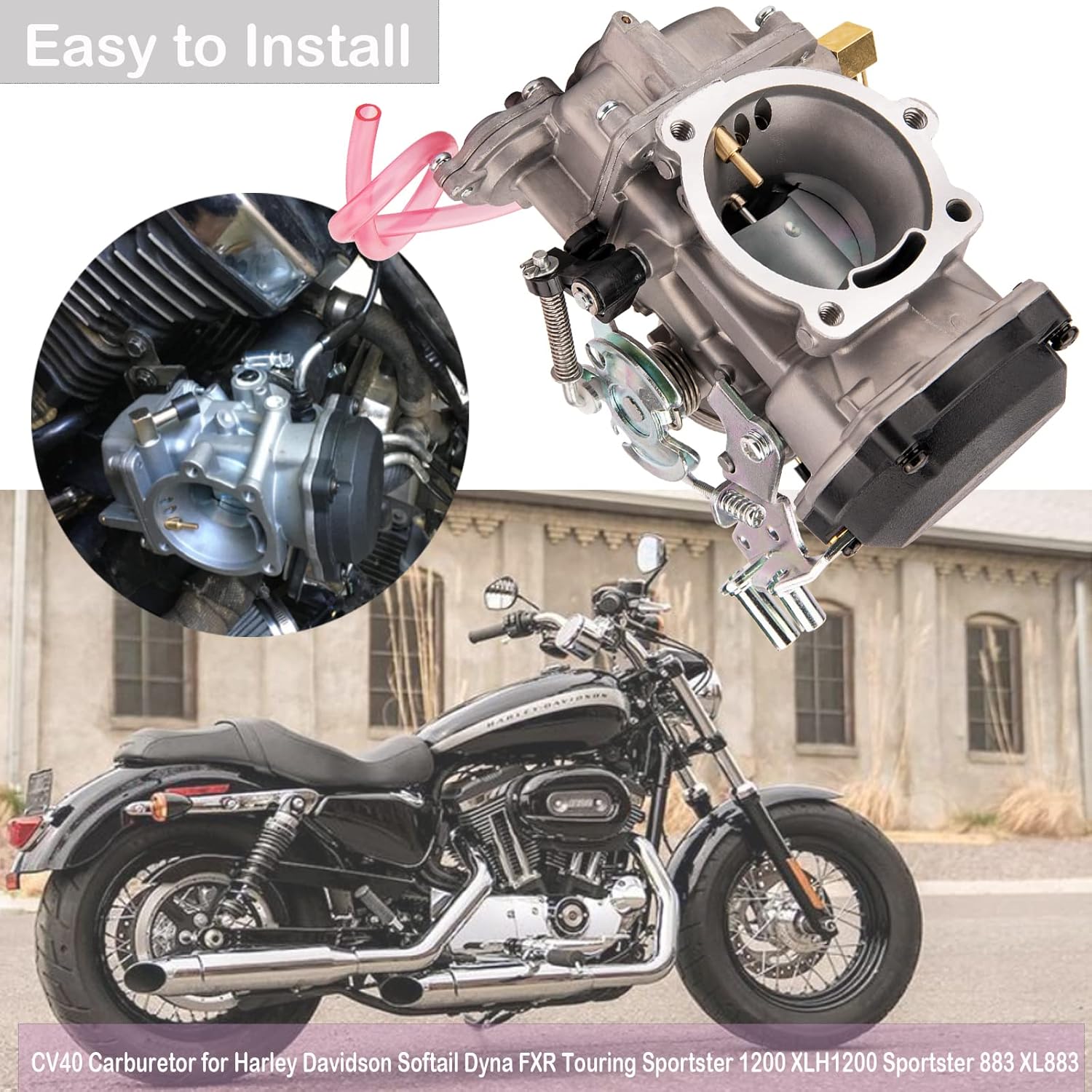 883 Carburetor CV 40mm Carburetor for Harley Davidson Sportster Sportster 883 XL883 Sportster 1200 XLH1200 Carb Replace 27490-04 27421-99C 27421-99A 27465-04 CV Carburetor by LOYPP Pack of 2