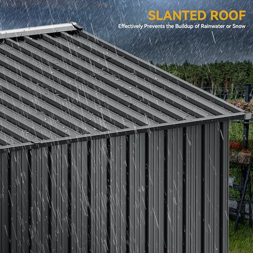 DWVO 10x8 FT Outdoor Storage Shed - Spacious Garden Tool Shed with Lockable Door - Durable Metal Yard Shed for Garden, Patio, and Backyard (Dark Gray)