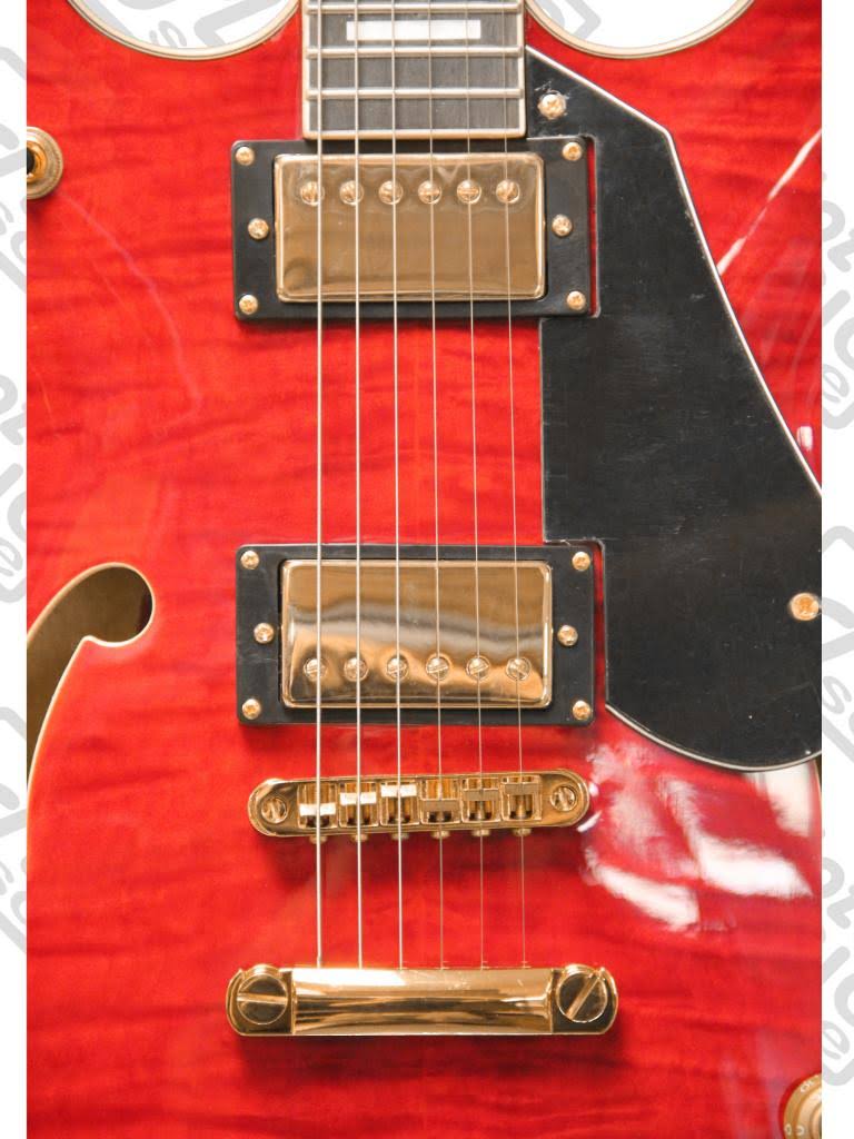 Luna ATH 501 Red Athena Semi-Hollow Guitar, Trans Cherry
