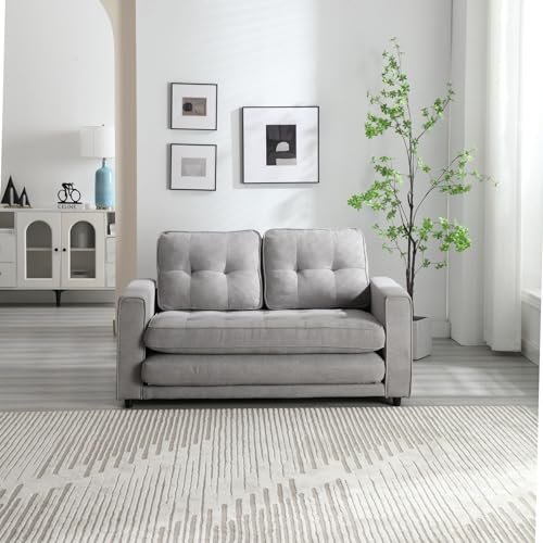 Futon Loveseat Sofa Bed,Convertible Folding Futon Couch Breathable Small Couch,Adjustable Pull Out Chaise Lounge Couch for Compact Living Studio in Living Room and Bedroom,Offices,Dorm (Dark Grey/1)