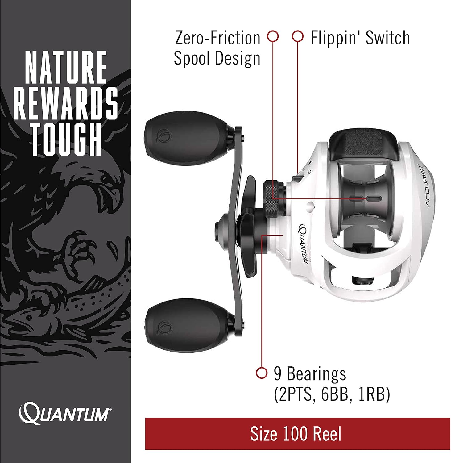 Quantum Accurist Baitcast Reel and Fishing Rod Combo, 7-Foot 1-Piece Fishing Pole with ComfortGrip Rod Handle, One-Piece Aluminum Frame, Right-Hand Retrieve