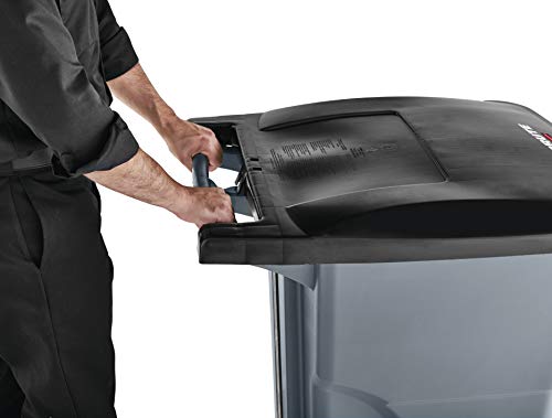 Rubbermaid Commercial Products BRUTE Rollout Heavy-Duty Wheeled Trash/Garbage Can, 50-Gallon, Gray, for Restaurants/Hospitals/Offices/Warehouses/Garage, Pack of 2