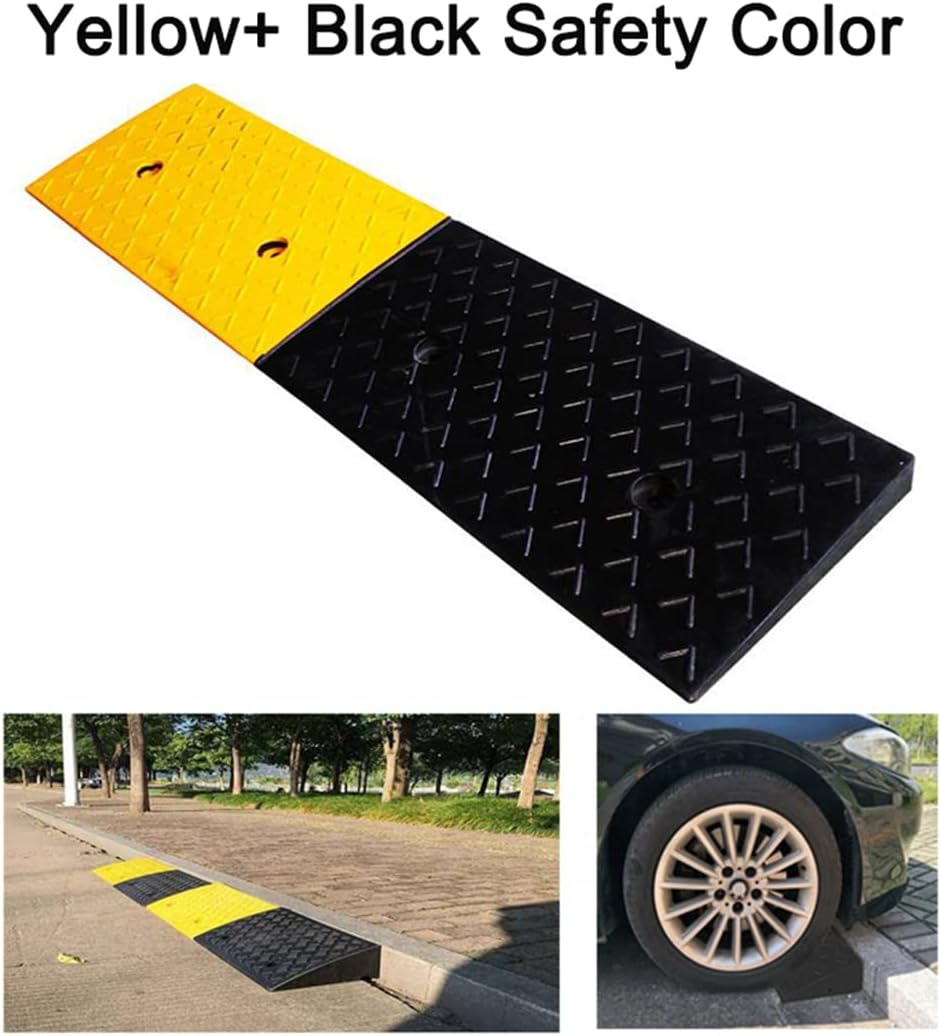 2 Rubber Curb Ramps Heavy Duty Driveway Curb Ramp 10 Ton Car Slope Ramp for Sidewalk Cars RV Trucks Shed Access Bike Pets Scooter Wheelchair 39.3*5.9*2inch