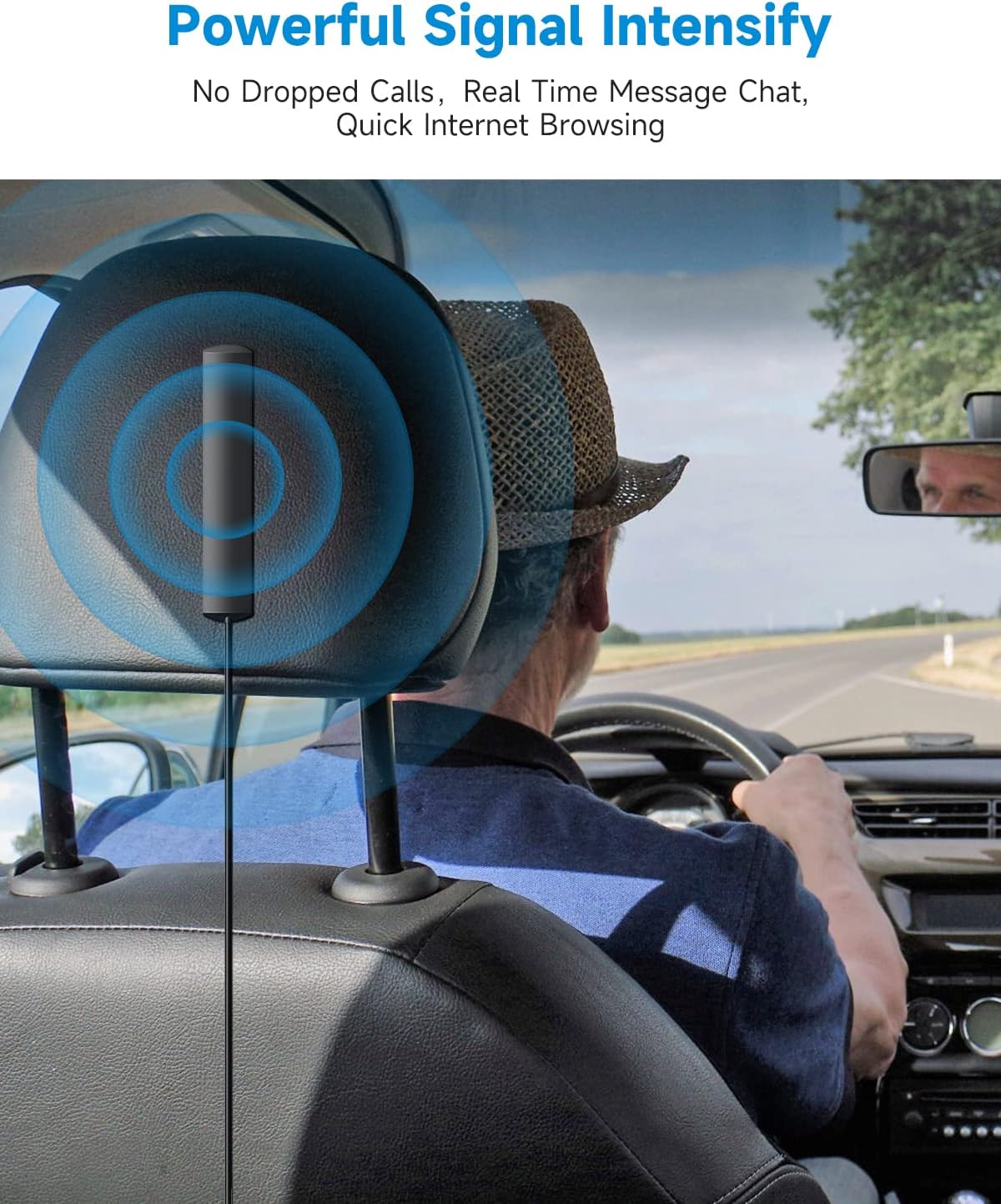 Cell Phone Signal Booster for Cars and SUVs | Boosts 5G 4G LTE Data & Volte for Verizon AT&T on Band 12/13/17 | Omni-Directional Roof Antenna Easy Installation | FCC Approved (2ALZEL65AV)