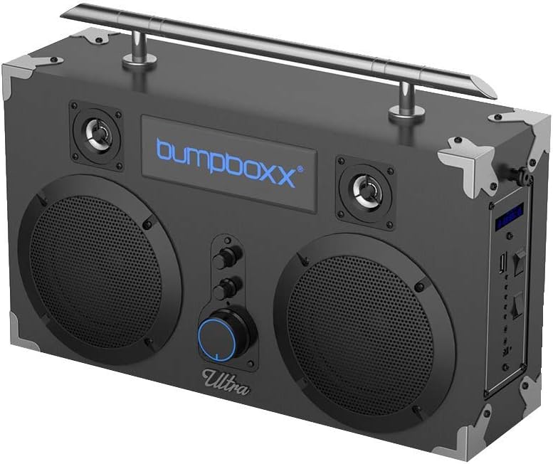 Bumpboxx Bluetooth Boombox Ultra Blue | Retro Boombox with Bluetooth Speaker | Rechargeable Bluetooth Speaker
