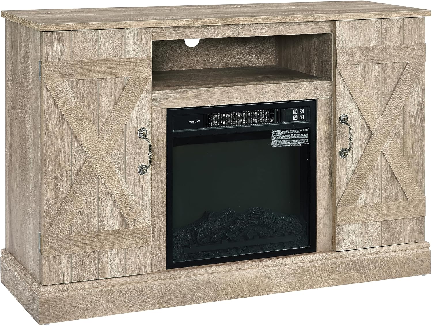 LANTRO JS Electric Fireplace TV Stand Tv Stands for Living Room with Fireplace Entertainment Center with Fireplace with 18inch Fireplace Insert for TV up to 50inch Light Gray