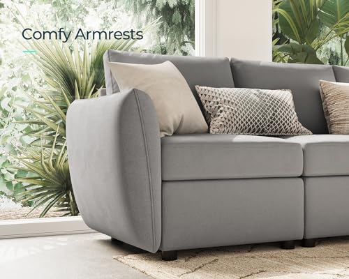 LINSY HOME Modular Sofa, All Covers Washable Changeable Sectional Couch with Storage & Memory Foam, U Shaped 4 Seat Sofa with 2 Ottomans for Living Room, Rounded Arm, Dark Grey