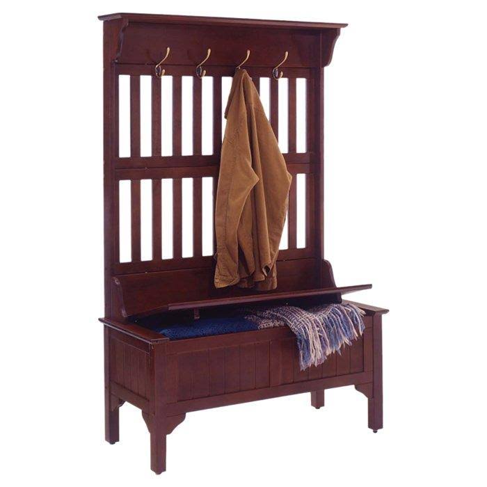 Home Styles Hall Tree u0026 Storage Bench (Black)
