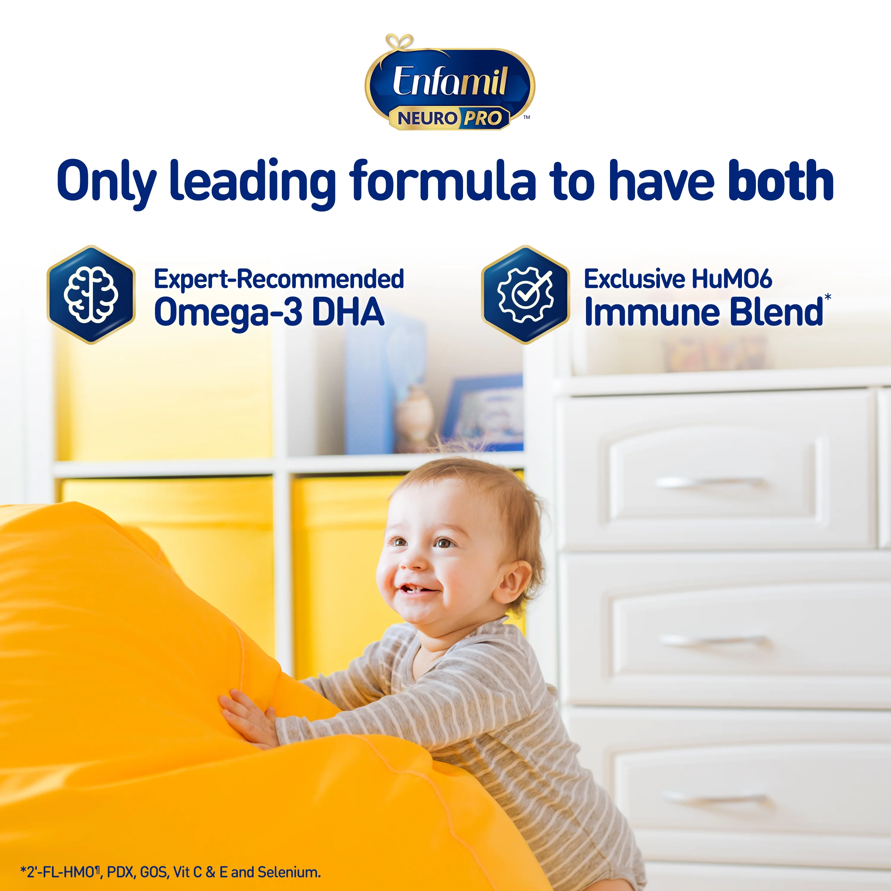 Enfamil NeuroPro Baby Formula, Milk-Based Infant Nutrition, MFGM* 5-Year Benefit, Expert-Recommended Brain-Building Omega-3 DHA, Exclusive HuMO6 Immune Blend, Non-GMO, 125.6 oz​