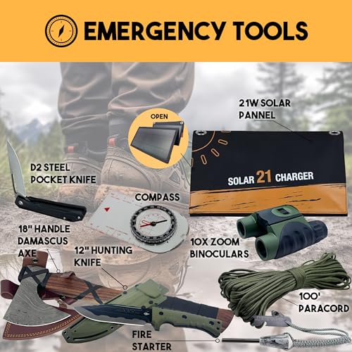 Luxury 72 Hour Survival Backpack with Supplies - Ultimate Bug Out Bag Backpack - Go Bag Emergency Backpack w/Complete Tactical Survival Kit - Bug Out Bag Survival Kit