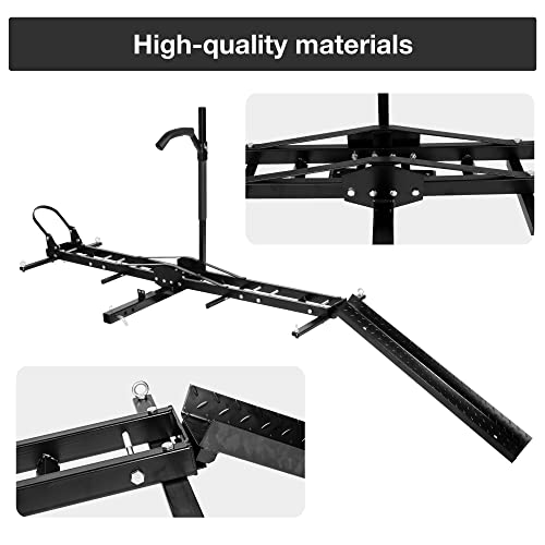 Motorcycle Carrier Hitch Mount 500 Lbs Dirt Bike Carrier Hauler Hitch Rack with Fixed Bracket and Lock Wheel Settings Removable Loading Ramp Anti-Tilt Locking Device