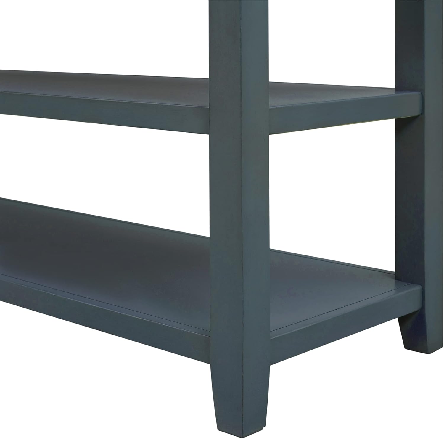 Retro Design Console 2 Open Shelves and 3 Storage Drawers, Sofa Table with Pine Solid Wood Frame and Legs for for Entryway, Hallway, Living Room, Navy