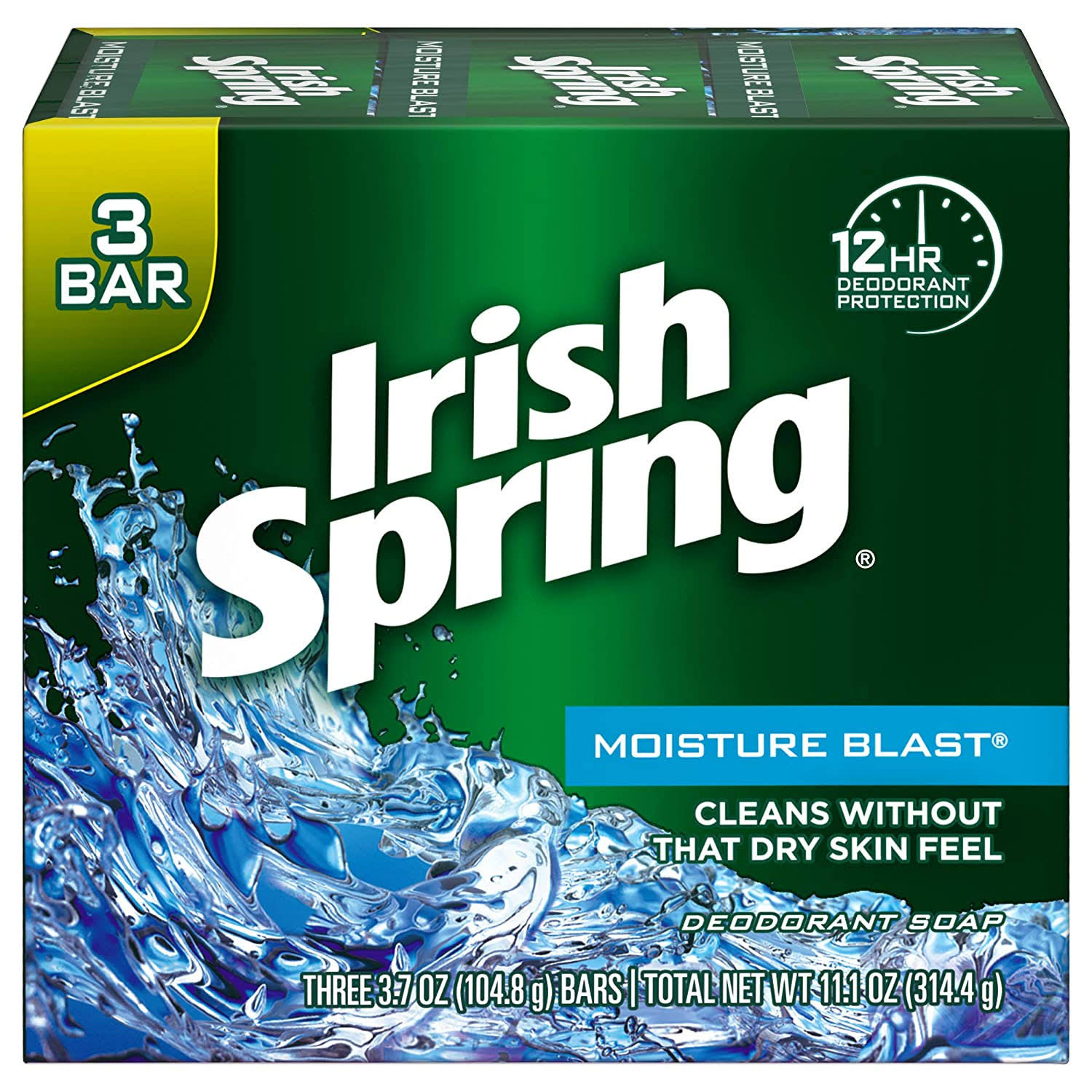 Irish Spring Moisture Blast Bar Soap - 3 Bar, 11.25 oz 12 Pack