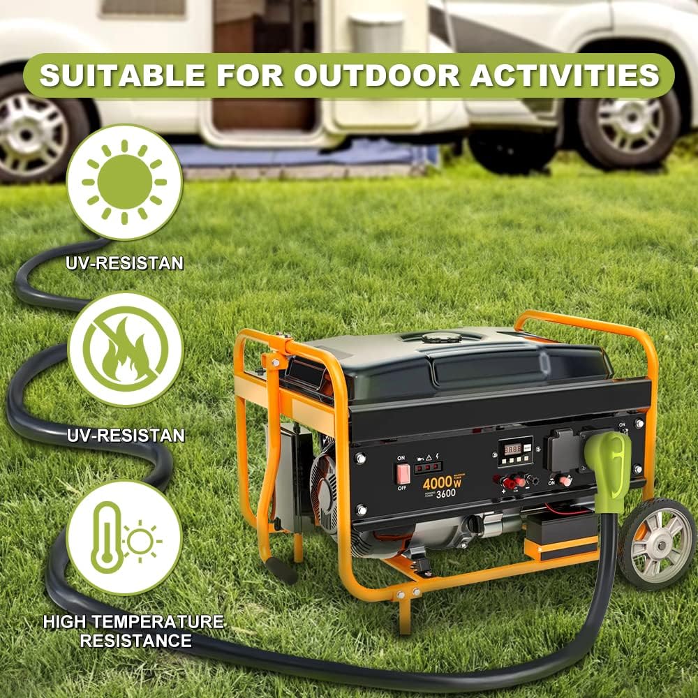 AOWEITOUR 50 Amp Generator Extension Cord,NEMA 14-50P to SS2-50R,STW 6/3 + 8/1,Twist Lock Plug Power Extension Cord for RV Truck Trailer Motorhome Camper Outdoor（50FT）