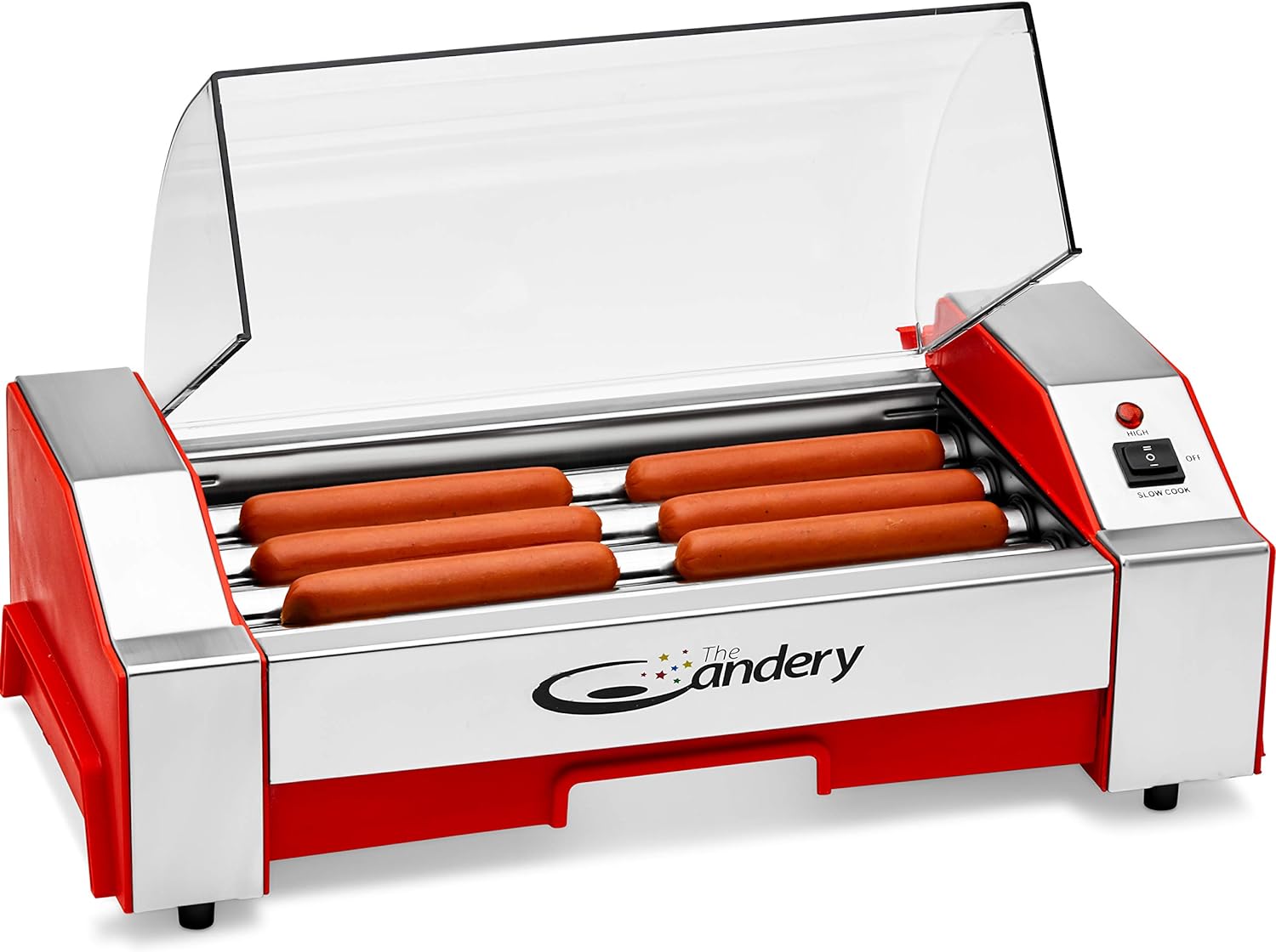 The Candery Hot Dog Roller - Sausage Grill Cooker Machine - 6 Hot Dog Capacity - Household Hot Dog Machine for Children and Adults